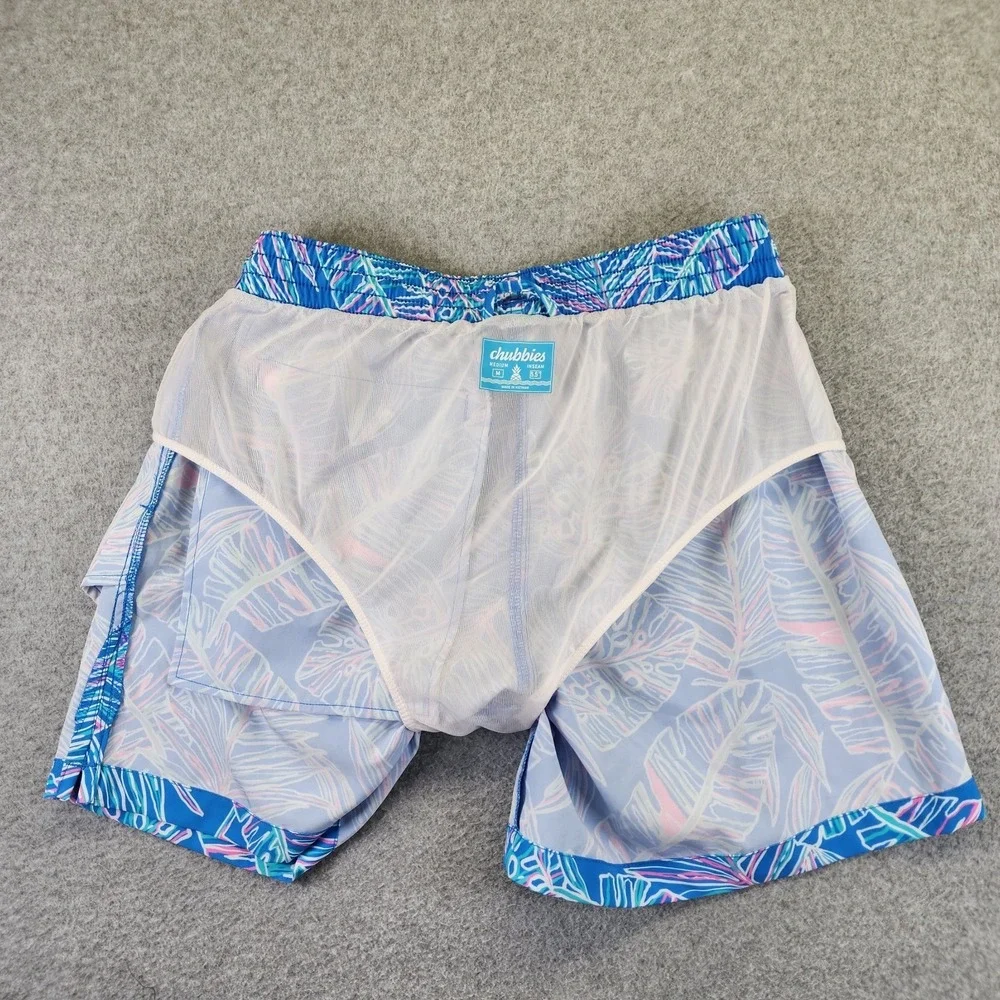Chubbies Mens M Swim Trunks Tropical Leaves Beach Colorful 5.5